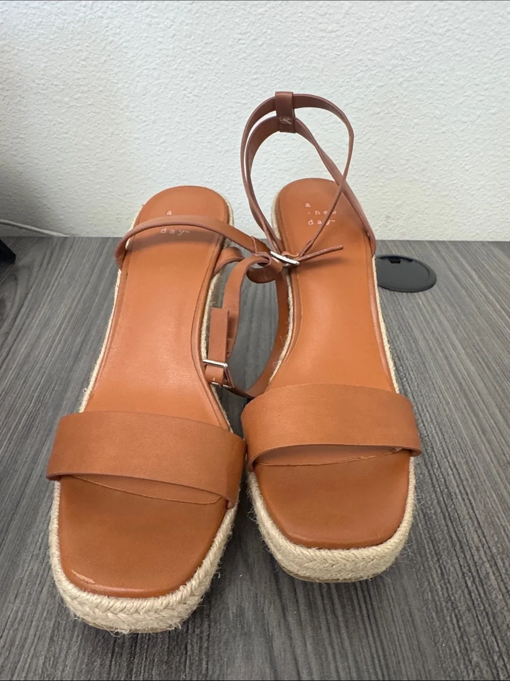 A New day Brown Wedge Espadrille Sandals - Women size 8.5